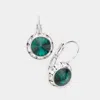 Fashnzfab Rivoli Cut Genuine Crystal Lever Back Earrings - Emerald In Green