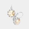 Fashnzfab Rivoli Cut Genuine Crystal Lever Back Earrings - Neutral In Gold