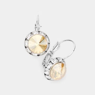 Fashnzfab Rivoli Cut Genuine Crystal Lever Back Earrings - Neutral In Gold