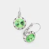 Fashnzfab Rivoli Cut Genuine Crystal Lever Back Earrings - Peridot In Green