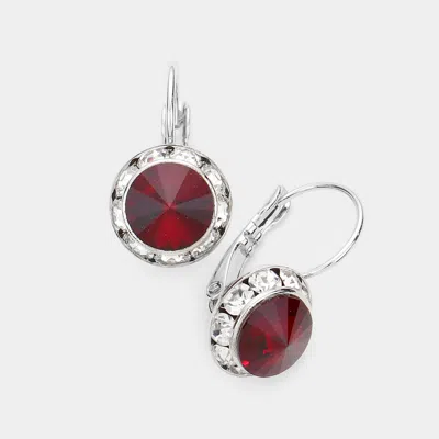 Fashnzfab Rivoli Cut Genuine Crystal Lever Back Earrings - Siam In Brown