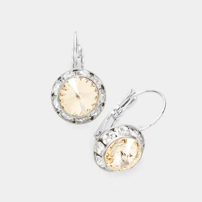 Fashnzfab Rivoli Cut Genuine Crystal Lever Back Earrings In Gold