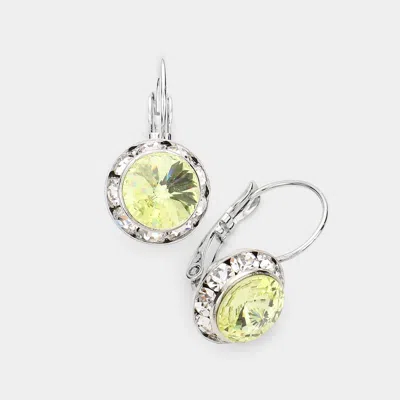 Fashnzfab Rivoli Cut Genuine Crystal Lever Back Earrings In Green