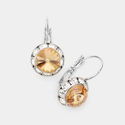 Fashnzfab Rivoli Cut Genuine Crystal Lever Back Earrings In Multi