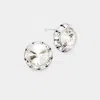 Fashnzfab Rivoli Cut Genuine Crystal Round Stud Earrings - Lt Col Topaz, Silver In Metallic