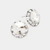 Fashnzfab Rivoli Cut Genuine Crystal Round Stud Earrings - Neutral In White