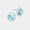 Fashnzfab Rivoli Cut Genuine Crystal Round Stud Earrings - Turquoise In Blue