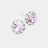 Fashnzfab Rivoli Cut Genuine Crystal Round Stud Earrings - Violet In Purple