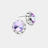 Fashnzfab Rivoli Cut Genuine Crystal Round Stud Earrings - Vitrail Light In Purple