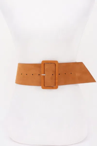 Fashnzfab Rocker Style Wide Studded Waist Belt In Brown