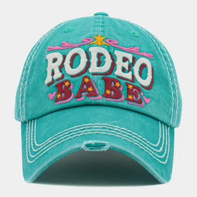 Fashnzfab Rodeo Babe Message Vintage Baseball Cap In Blue