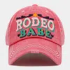 Fashnzfab Rodeo Babe Message Vintage Baseball Cap In Pink