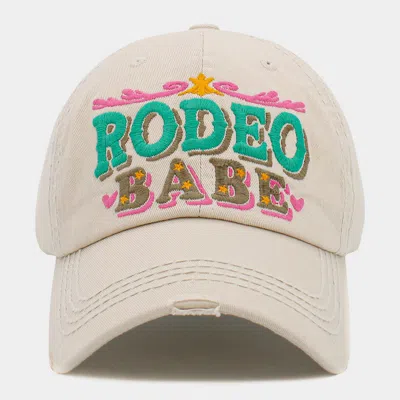 Fashnzfab Rodeo Babe Message Vintage Baseball Cap In Sand