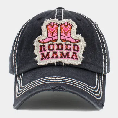 Fashnzfab Rodeo Mama Message Western Boots Vintage Baseball Cap In Black
