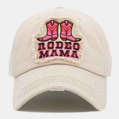 Fashnzfab Rodeo Mama Message Western Boots Vintage Baseball Cap In Sand