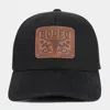 Fashnzfab Rodeo Steer Head Patch Pointed Mesh Back Trucker Hat In Black