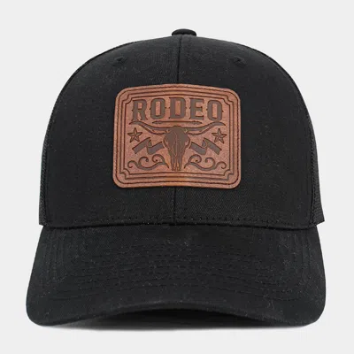 Fashnzfab Rodeo Steer Head Patch Pointed Mesh Back Trucker Hat In Black