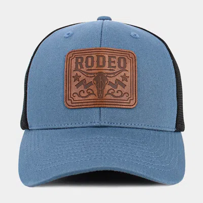 Fashnzfab Rodeo Steer Head Patch Pointed Mesh Back Trucker Hat In Blue