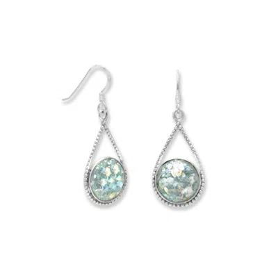 Fashnzfab Roman Glass Drop Earrings In Gold