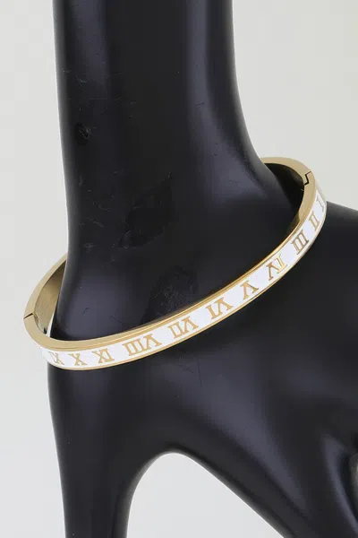 Fashnzfab Roman Numeral Cuff Bracelet In Gold