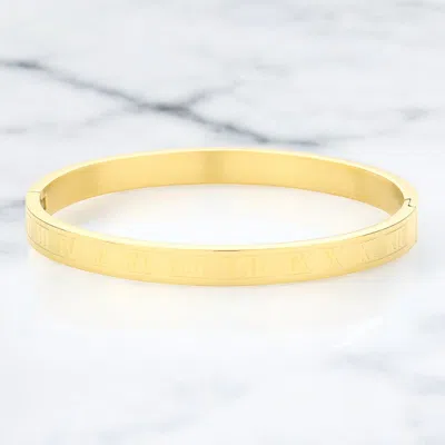 Fashnzfab Roman Numerals Stainless Steel Bracelet In Gold