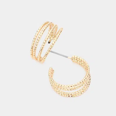 Fashnzfab Rope Textured Metal Hoop Earrings - Gold