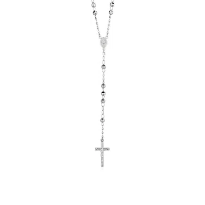 Fashnzfab Rosary Chain And Large Bead Necklace In Sterling Silver In Multi