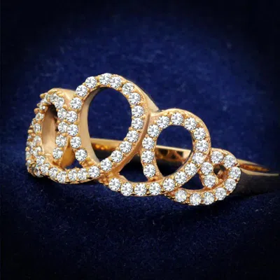 Fashnzfab Rose Gold 925 Sterling Silver Ring With Aaa Grade Cz In Clear In Multi