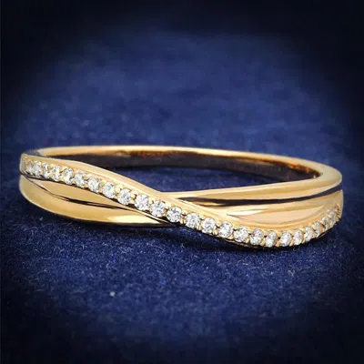 Fashnzfab Rose Gold 925 Sterling Silver Ring With Aaa Grade Cz In Clear In Multi