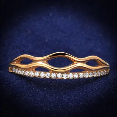 Fashnzfab Rose Gold 925 Sterling Silver Ring With Aaa Grade Cz In Clear In Multi