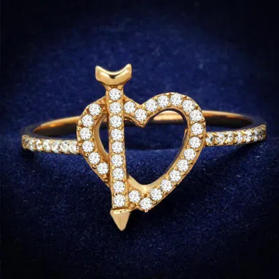 Fashnzfab Rose Gold 925 Sterling Silver Ring With Aaa Grade Cz In Clear In Multi