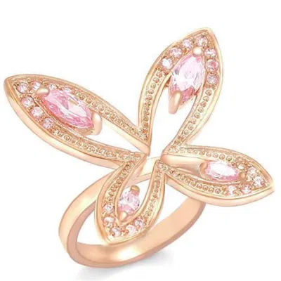 Fashnzfab Rose Gold Brass Ring With Aaa Grade Cz In Rose
