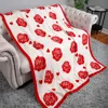 Fashnzfab Rose Patterned Reversible Throw Blanket