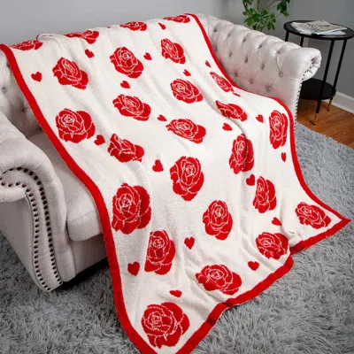 Fashnzfab Rose Patterned Reversible Throw Blanket