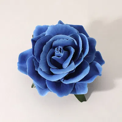 Fashnzfab Rose Pin Brooch Hair Clip Hair Band Bracelet In Blue