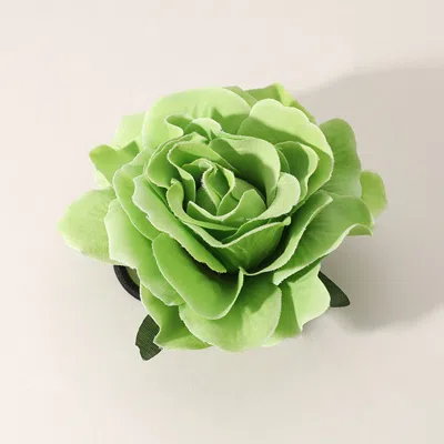 Fashnzfab Rose Pin Brooch / Hair Clip / Hair Band / Bracelet Lime In Green