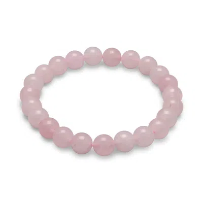 Fashnzfab Rose Quartz Bead Stretch Bracelet In Red