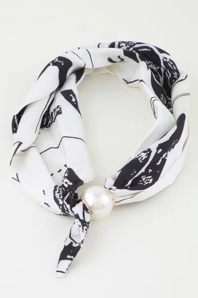 Fashnzfab Rose Scarf Wrap Necklace In Black