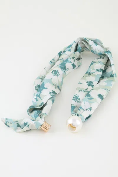 Fashnzfab Rose Scarf Wrap Necklace In Green