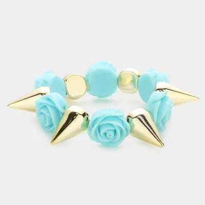 Fashnzfab Rose Spike Stretch Bracelet Light Blue