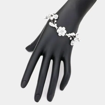 Fashnzfab Rose Wrap Evening Bracelet Clear, Silver, White In Multi