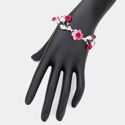 Fashnzfab Rose Wrap Evening Bracelet Pink, Silver In Multi