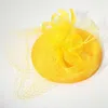 Fashnzfab Rosette Feather Mesh Fascinator / Headband In Yellow