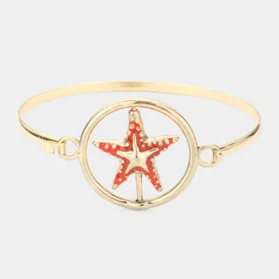 Fashnzfab Rotating Starfish Bracelet Coral In Gold