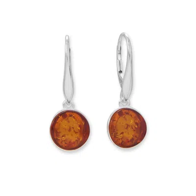 Fashnzfab Round Baltic Amber Lever Earrings In Pink