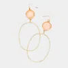 Fashnzfab Round Bead Accented Open Metal Oval Link Dangle Earrings In Gold