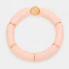 Fashnzfab Round Bead Accented Resin Stretch Bracelet Peach In Pink