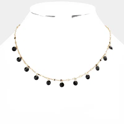 Fashnzfab Round Bead Station Necklace In Black