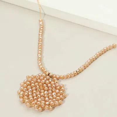 Fashnzfab Round Beaded Pendant Statement Necklace In Gray