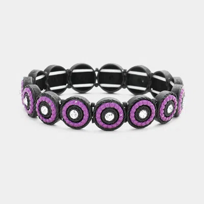 Fashnzfab Round Boho Beaded Stretch Bracelet Clear, Black, Amethyst In Multi